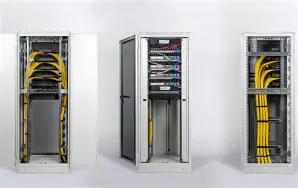 Factory network cabinet with rugged fiber modules